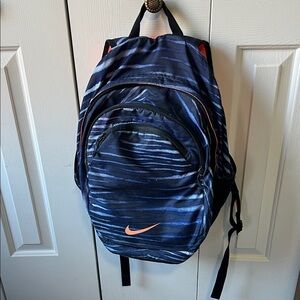 Nike Blue and Black Striped Backpack